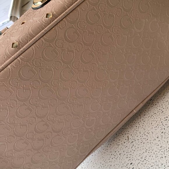 GUESS PINK FAUX LEATHER 3-COMPARTMENT SHOULDER BAG WITH LEOPARD INTERIOR - Picture 8 of 13